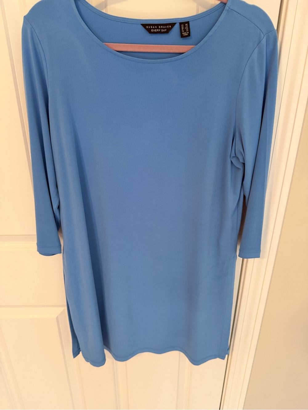 Susan Graver Light Blue Scoop Neck Top
